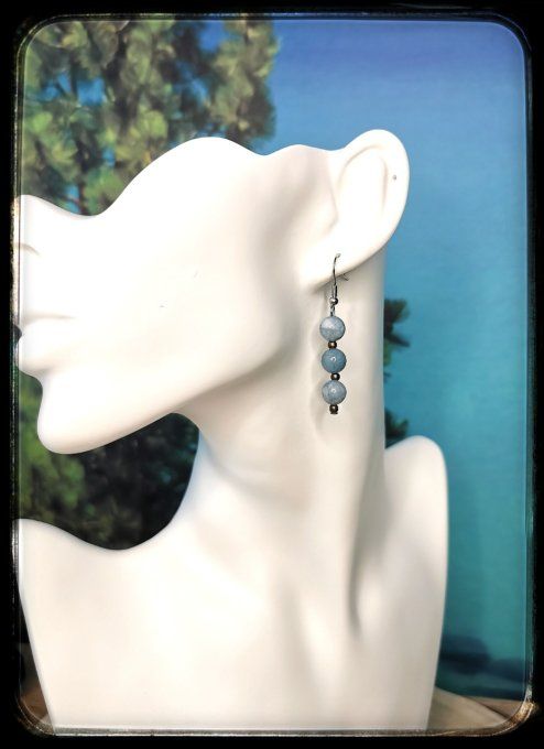 boucles d'oreilles pierres naturelles "AIGUE MARINE"