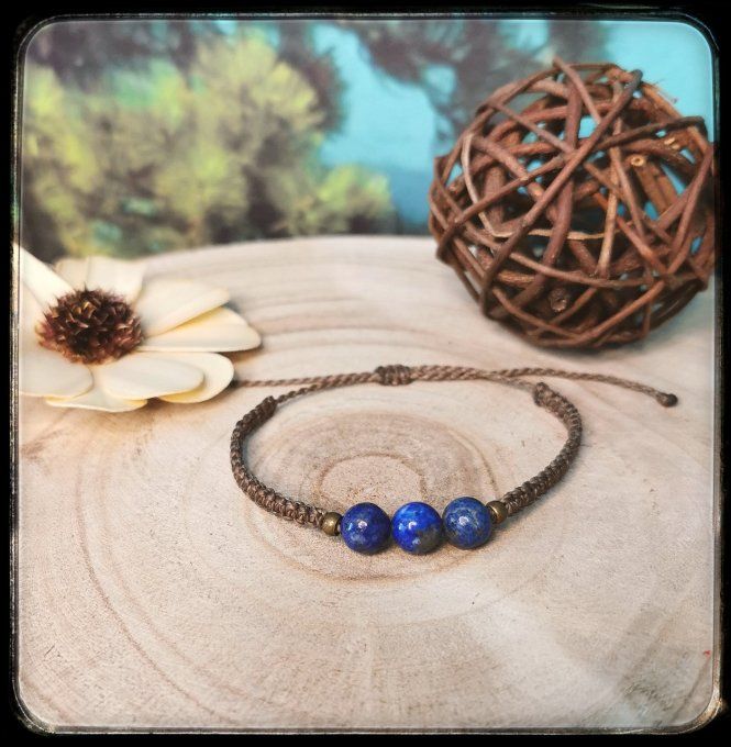 Bracelet en micro-macramé "LAPIS LAZULI"