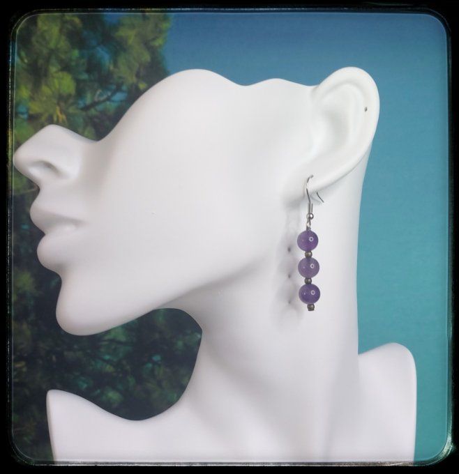 Boucles d'oreilles  pierres naturelles "AMETHYSTE"