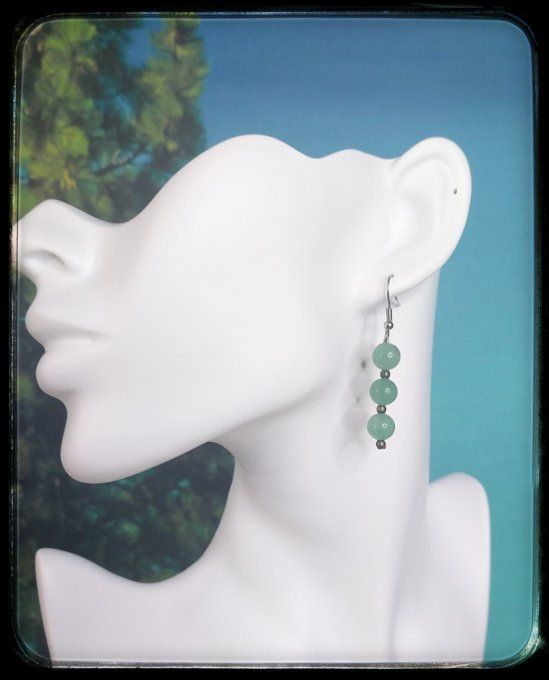 Boucles d'oreilles pierres naturelles  "AVENTURINE"