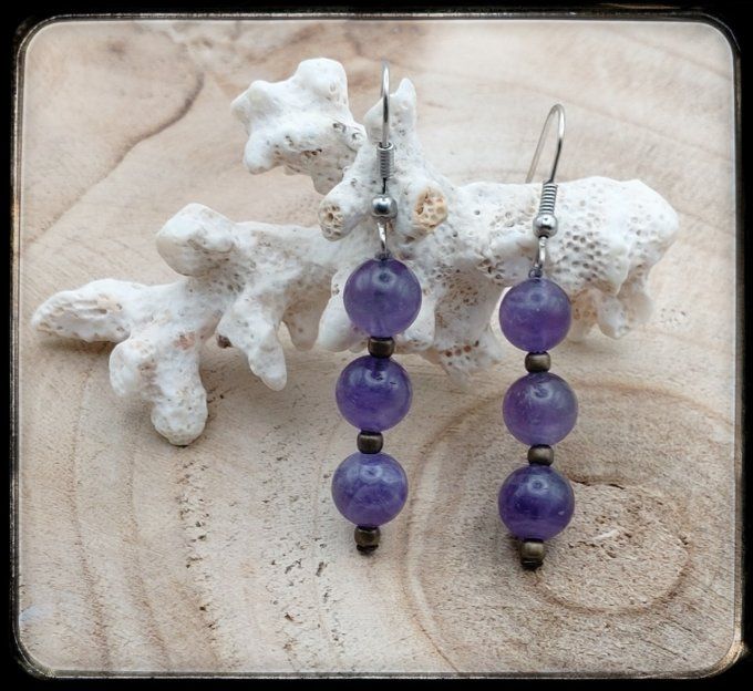 Boucles d'oreilles  pierres naturelles "AMETHYSTE"