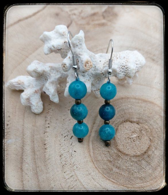 Boucles d'oreilles  pierres naturelles "APATITE"