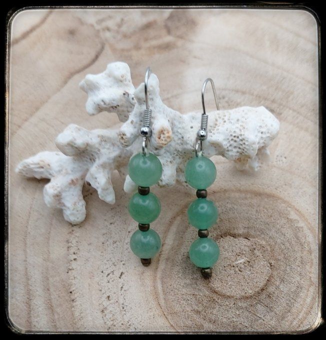 Boucles d'oreilles pierres naturelles  "AVENTURINE"