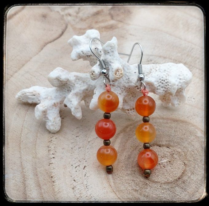 Boucles d'oreilles pierres naturelles "CORNALINE"