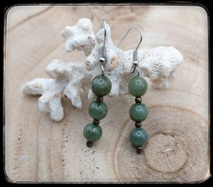 Boucles d'oreilles  pierres naturelles "JADE DE BIRMANIE"