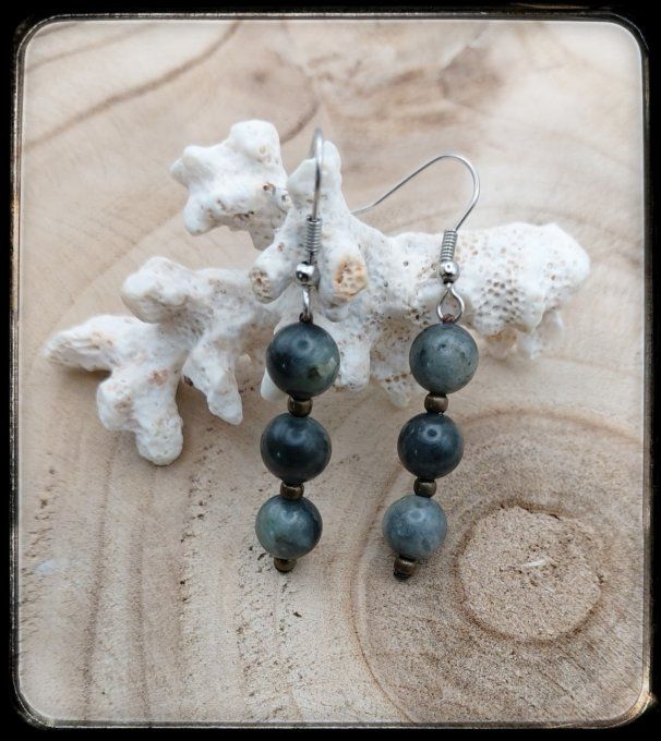 Boucles d'oreilles pierres naturelles  "LABRADORITE"