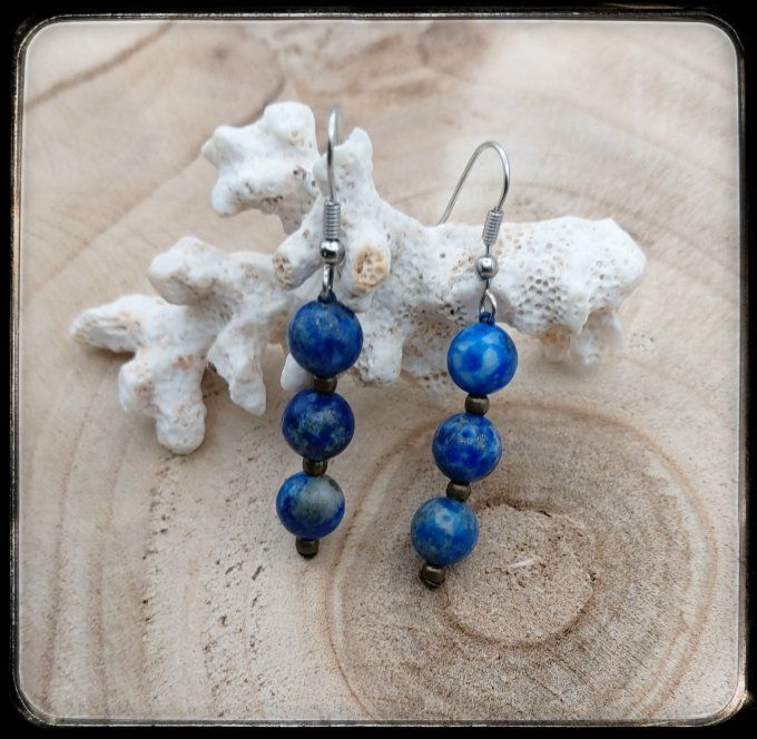 Boucles d'oreilles pierres naturelles "LAPIS LAZULI"