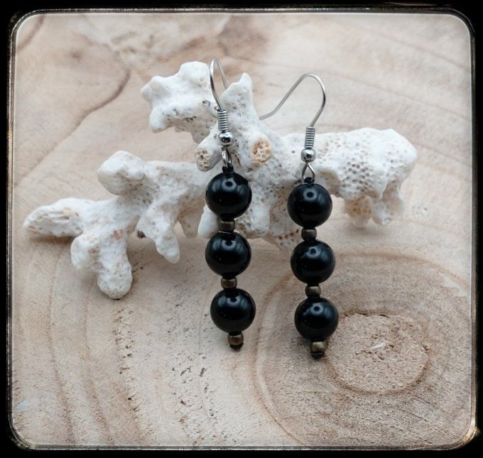 Boucles d'oreilles pierres naturelles  "ONYX"