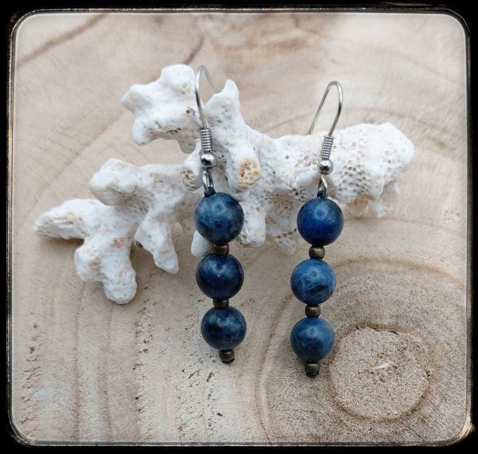 Boucles d'oreilles pierres naturelles  "SODALITE"