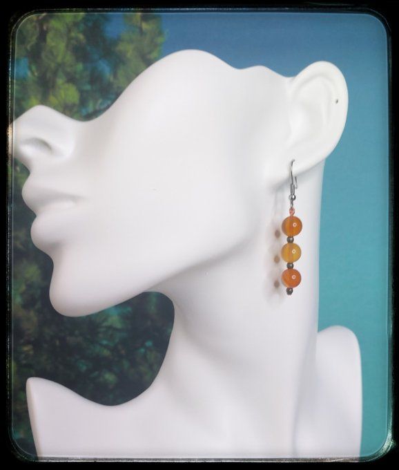 Boucles d'oreilles pierres naturelles "CORNALINE"