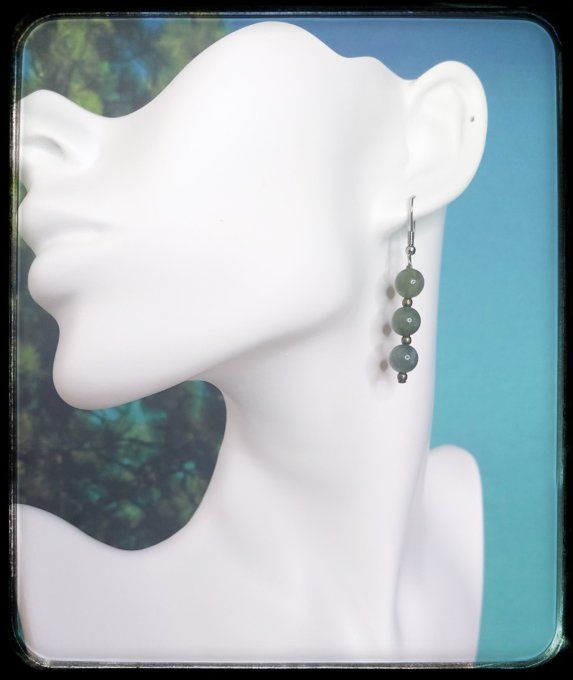 Boucles d'oreilles  pierres naturelles "JADE DE BIRMANIE"