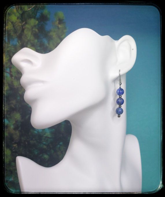 Boucles d'oreilles pierres naturelles "LAPIS LAZULI"