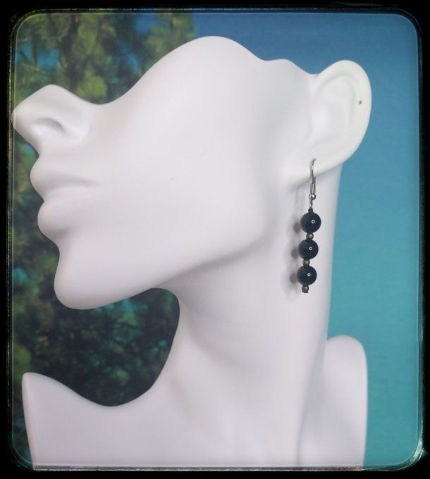 Boucles d'oreilles pierres naturelles  "ONYX"